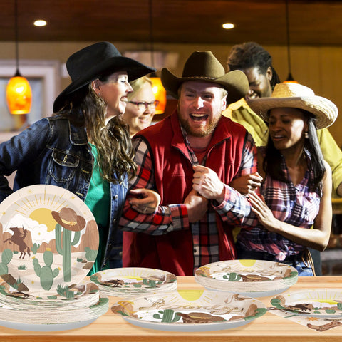 96 Pcs Western Rodeo Party Plates and Napkins - Grencian