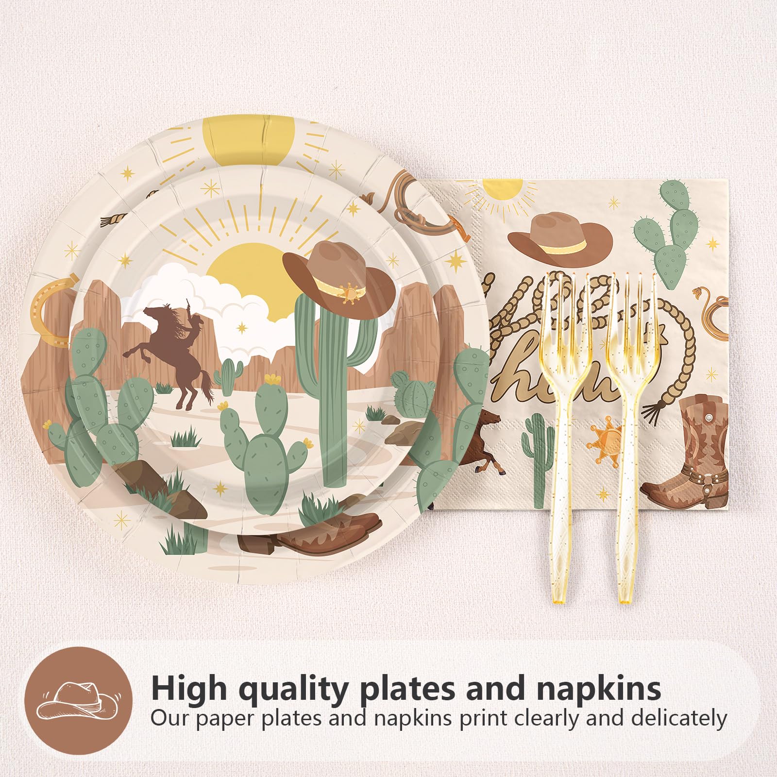 96 Pcs Western Rodeo Party Plates and Napkins - Grencian