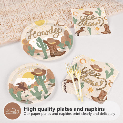 96 Pcs Western Rodeo Party Plates and Napkins - Grencian