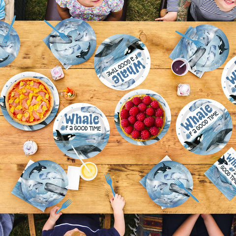 96 Pcs Whale Party Plates and Napkins - Grencian
