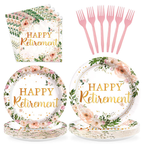 96 Pcs Wildflower Retirement Party Plates and Napkins - Grencian