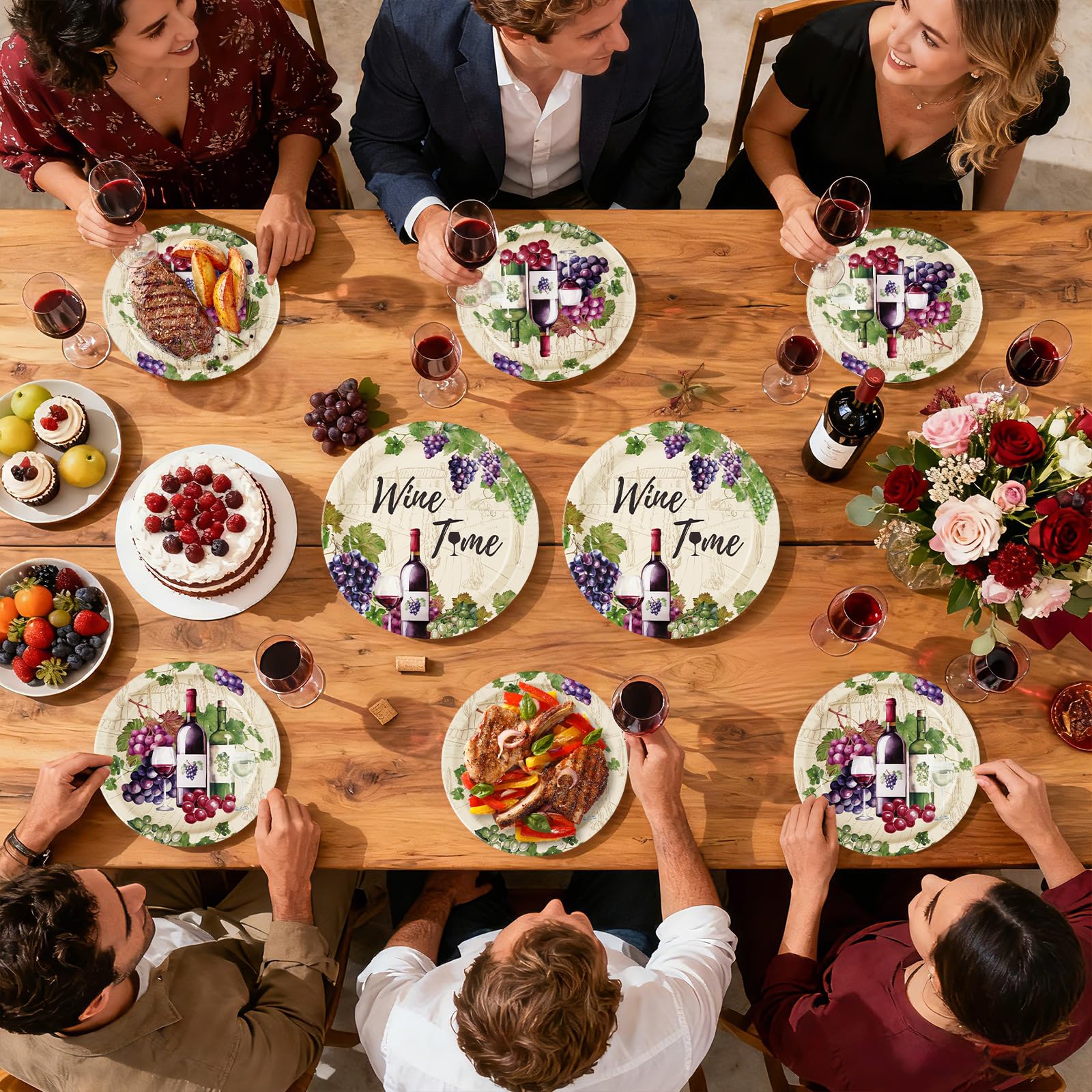 96 Pcs Wine Tasting Party Plates and Napkins - Grencian