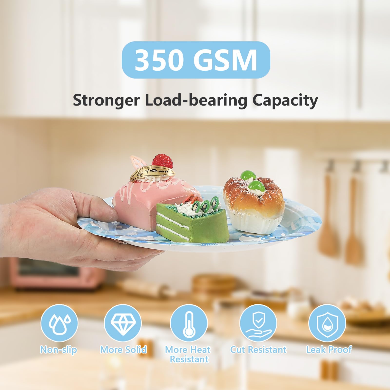 96 Pcs Winter Bear Birthday Party Plates and Napkins - Grencian