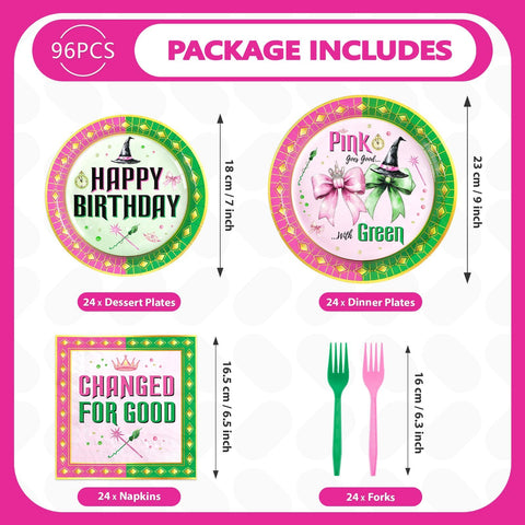 96 Pcs Witch 10th Birthday Party Plates and Napkins - Grencian