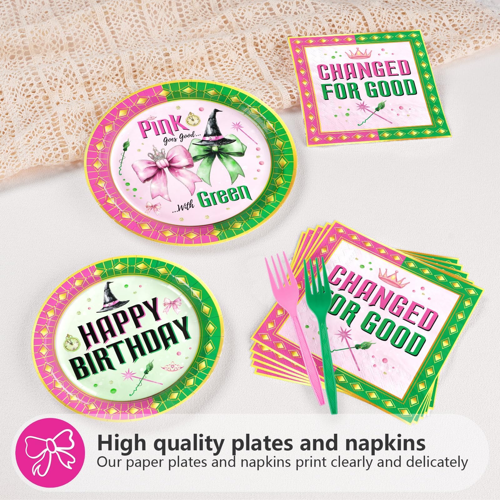 96 Pcs Witch 10th Birthday Party Plates and Napkins - Grencian