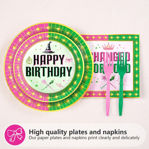 96 Pcs Witch 10th Birthday Party Plates and Napkins - Grencian