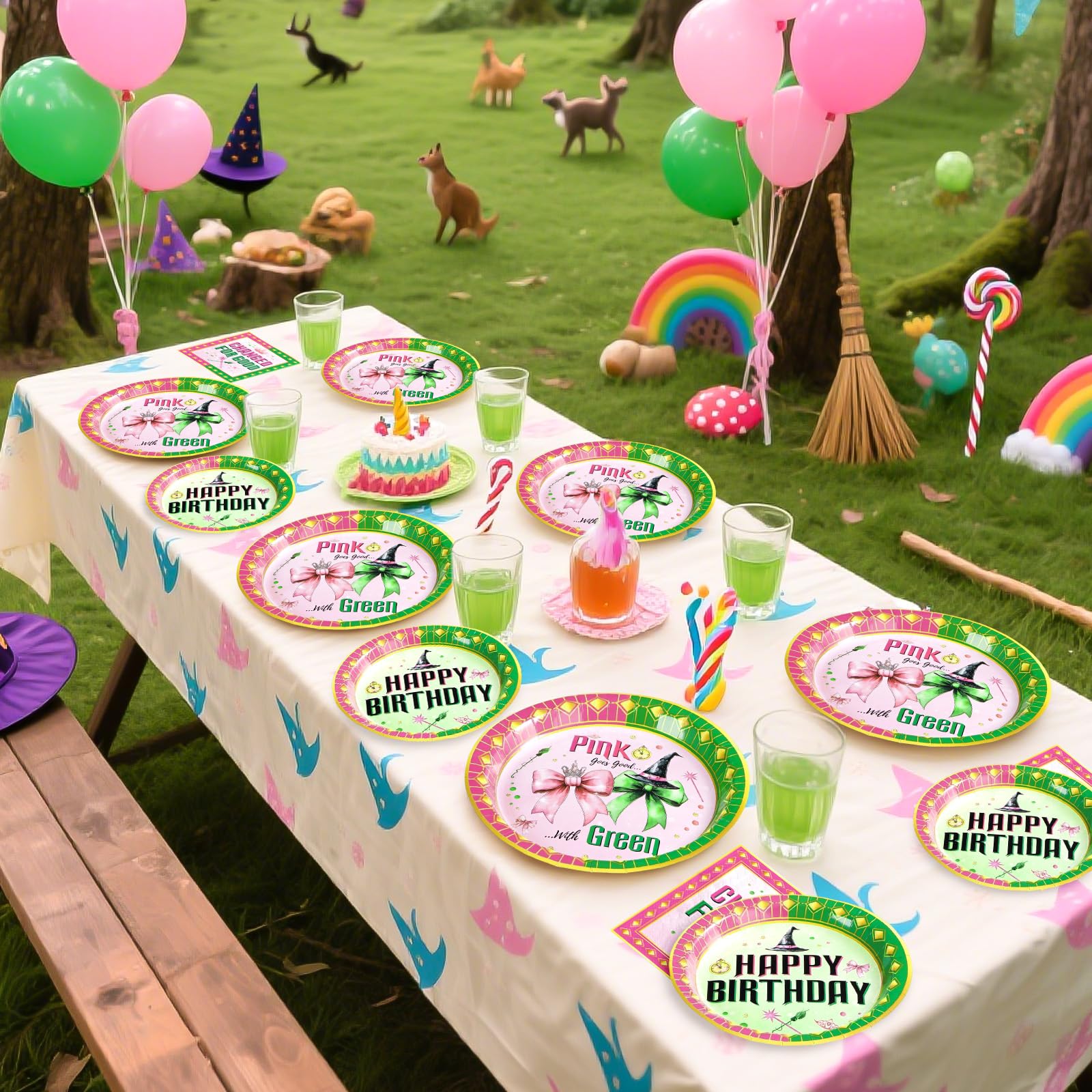 96 Pcs Witch Birthday Party Plates and Napkins - Grencian