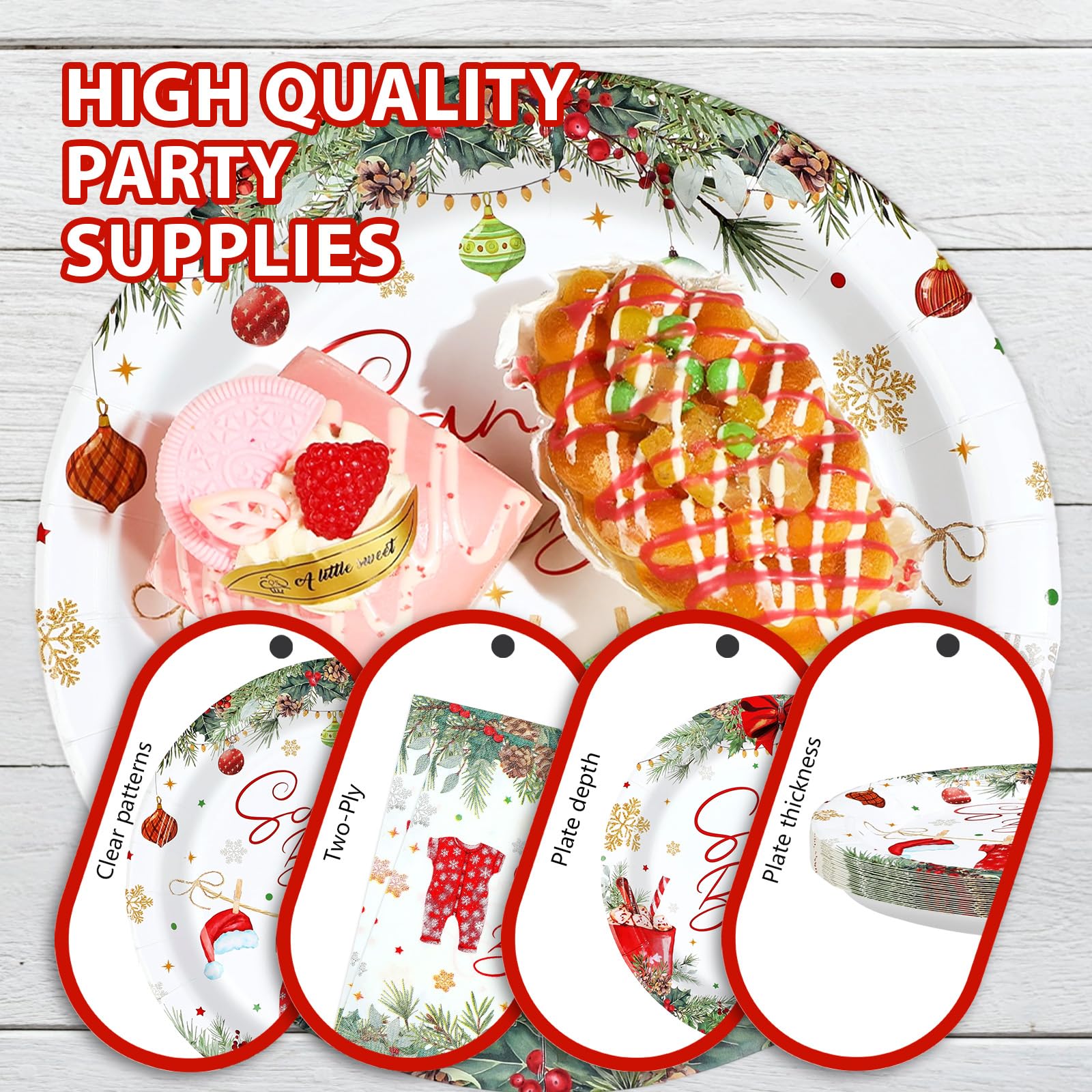 96 Pcs Xmas Baby Shower Party Plates and Napkins - Grencian