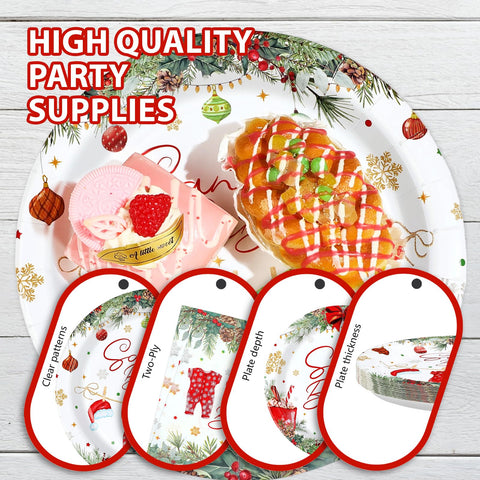 96 Pcs Xmas Baby Shower Party Plates and Napkins - Grencian