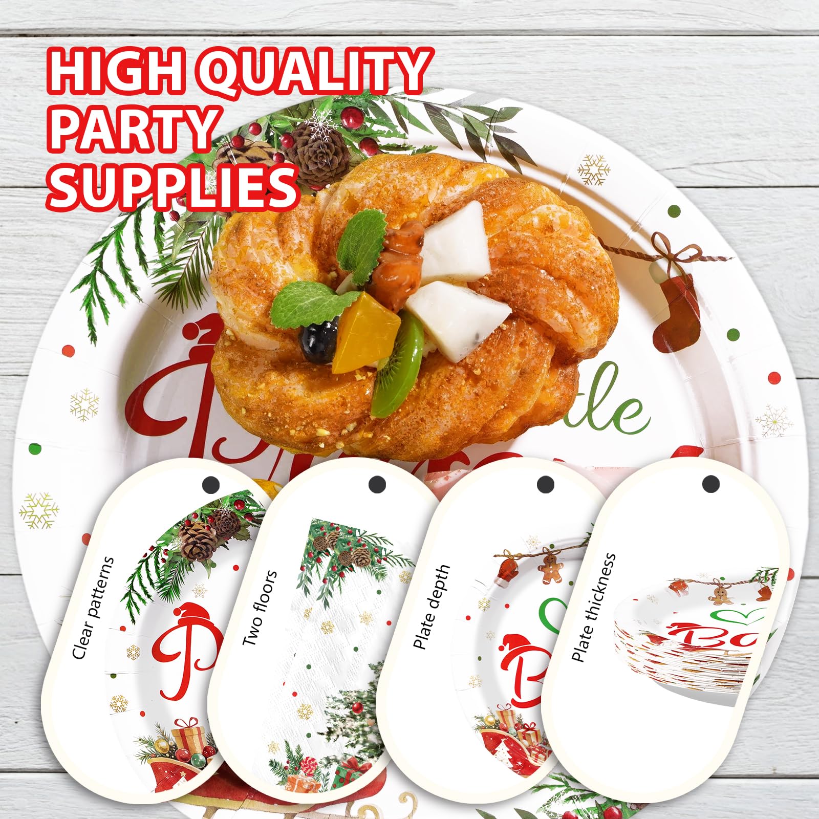 96 Pcs Xmas Present Baby Shower Party Plates and Napkins - Grencian