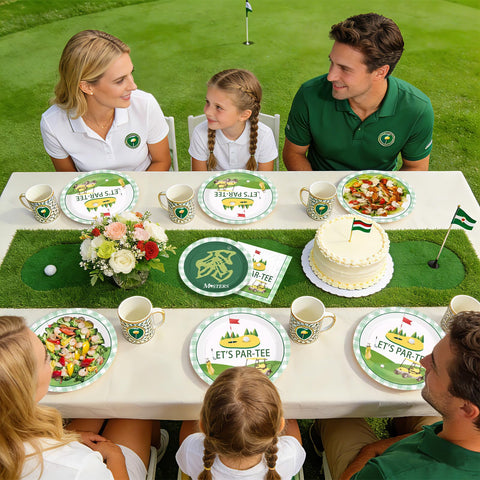 96 Pcs Yellow Green Golf Party Plates and Napkins - Grencian
