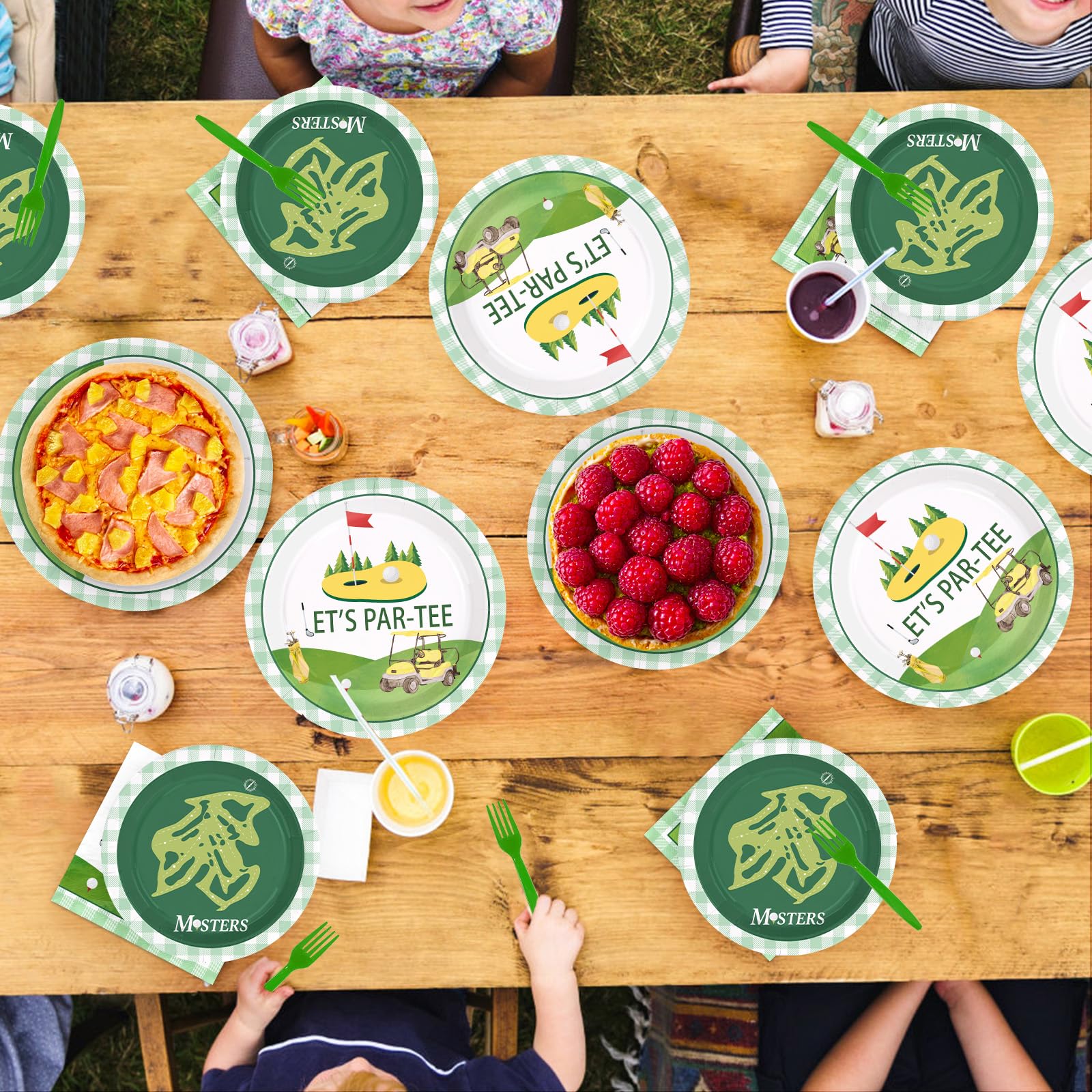 96 Pcs Yellow Green Golf Party Plates and Napkins - Grencian