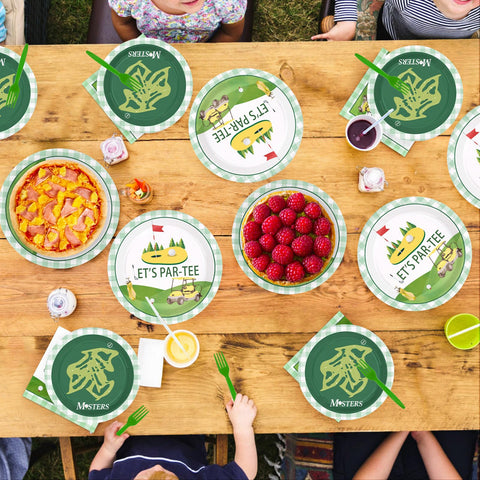 96 Pcs Yellow Green Golf Party Plates and Napkins - Grencian