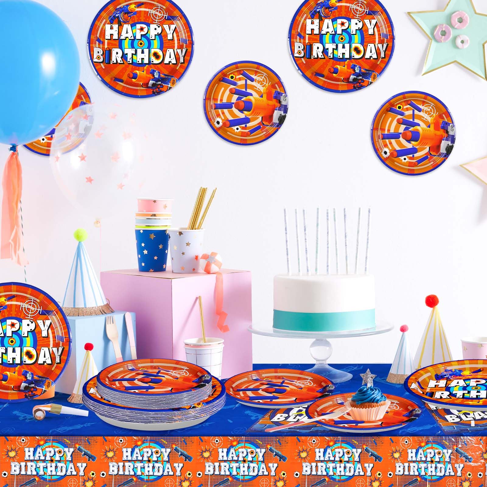98 Pcs Dart War Party Plates Napkins Tablecloths - Grencian