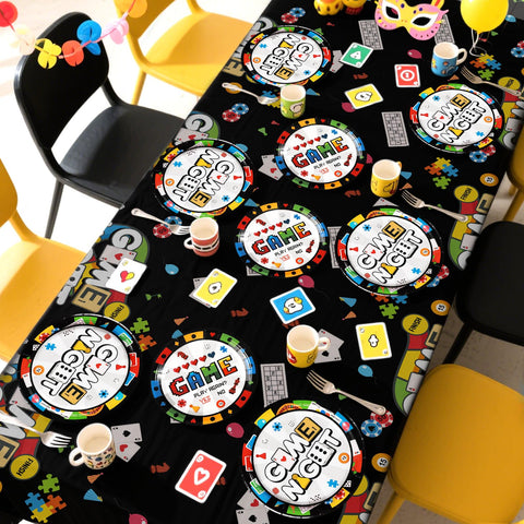 98 Pcs Family Game Night Party Plates Napkins Tablecloths - Grencian