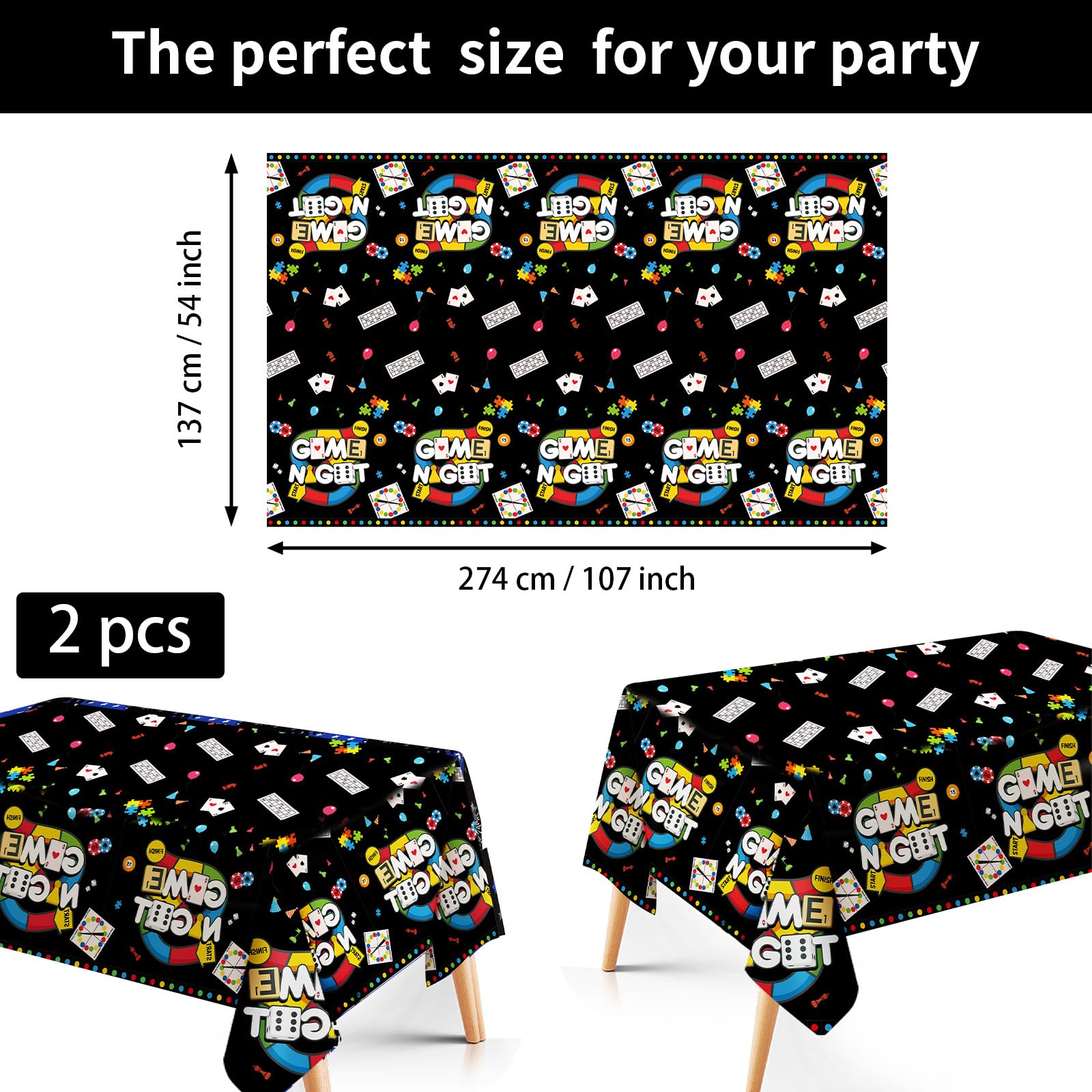 98 Pcs Family Game Night Party Plates Napkins Tablecloths - Grencian