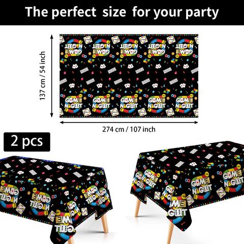 98 Pcs Family Game Night Party Plates Napkins Tablecloths - Grencian