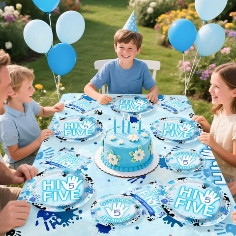 98 Pcs Hi Five Party Plates Napkins Tablecloths - Grencian