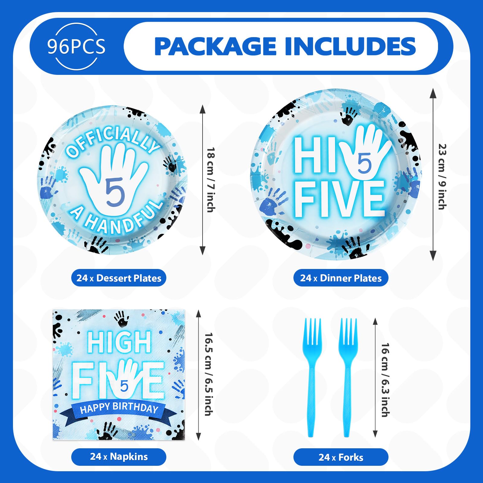 98 Pcs Hi Five Party Plates Napkins Tablecloths - Grencian