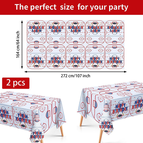 98 Pcs Hockey Birthday Party Plates Napkins Tablecloths - Grencian