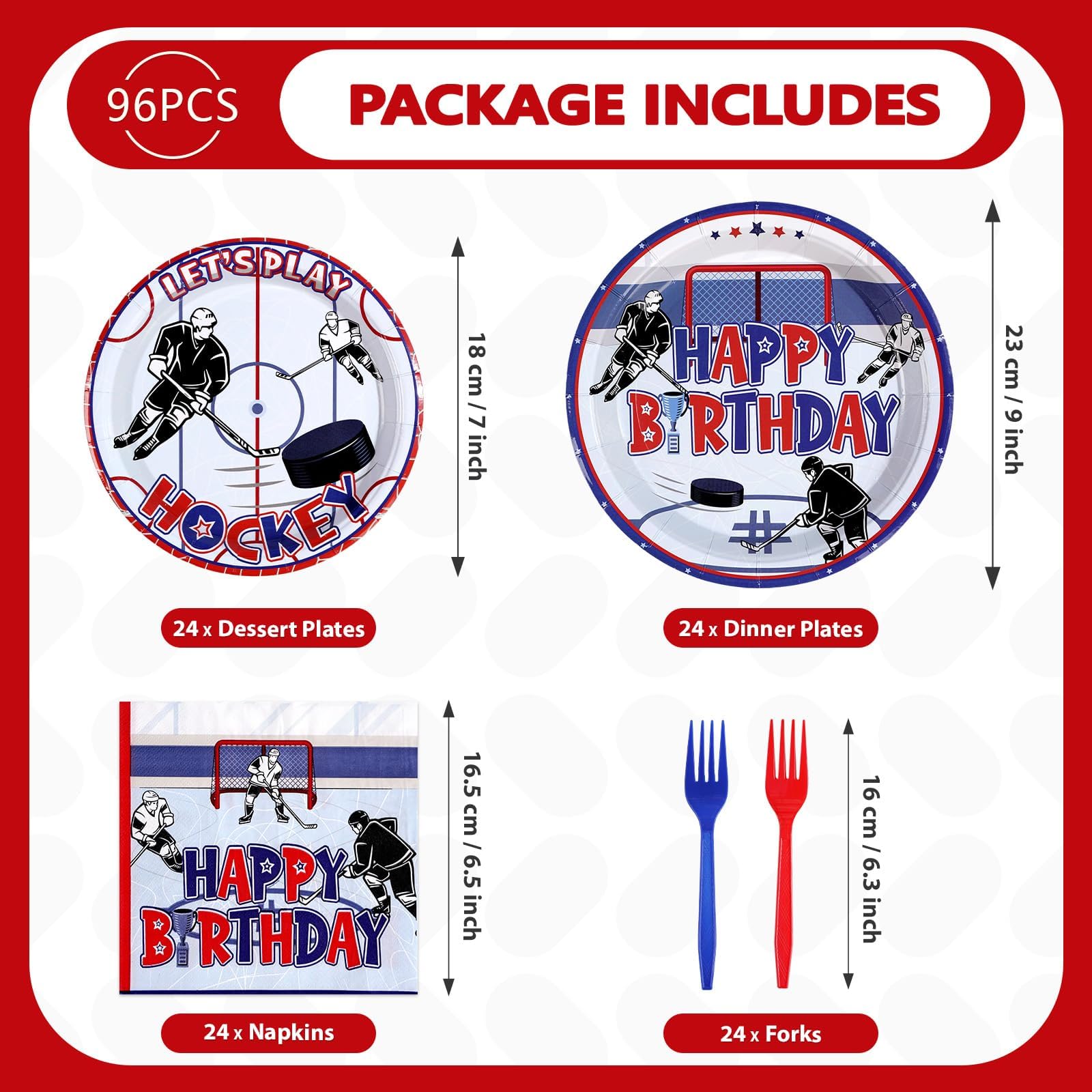 98 Pcs Hockey Birthday Party Plates Napkins Tablecloths - Grencian