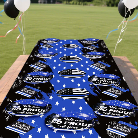 98 Pcs Police Party Plates Napkins Tablecloths - Grencian
