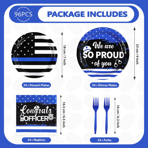98 Pcs Police Party Plates Napkins Tablecloths - Grencian