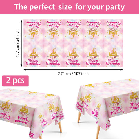 98 Pcs Princess 4th Birthday Party Plates Napkins Tablecloths - Grencian