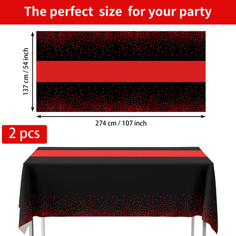 98 Pcs Red Black Party Plates Napkins Tablecloths - Grencian