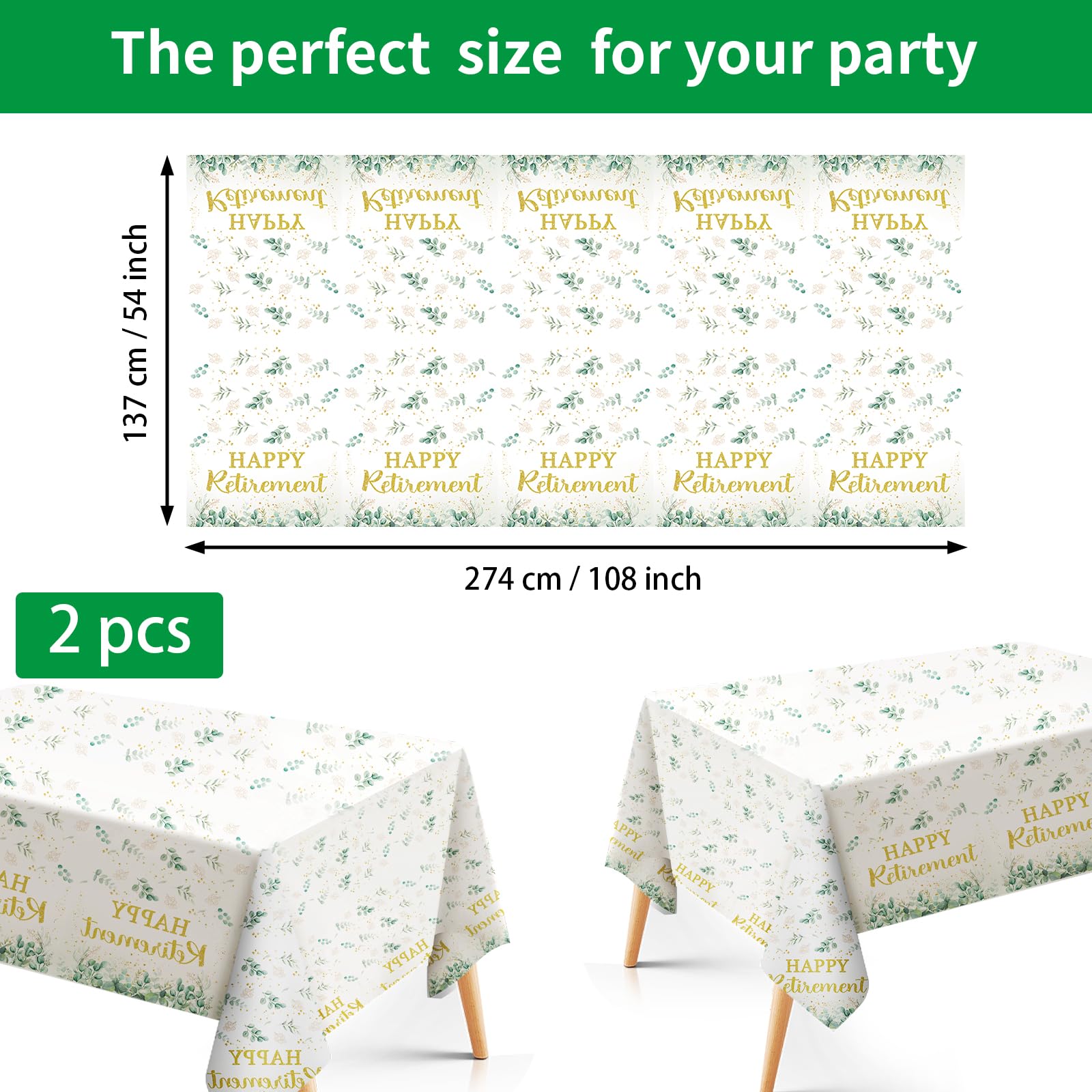 98 Pcs Sage Green Retirement Party Plates Napkins Tablecloths - Grencian