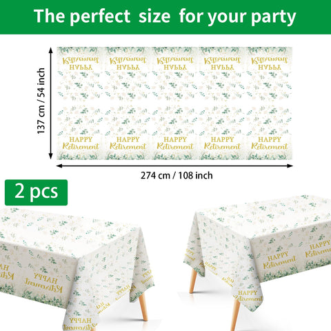 98 Pcs Sage Green Retirement Party Plates Napkins Tablecloths - Grencian