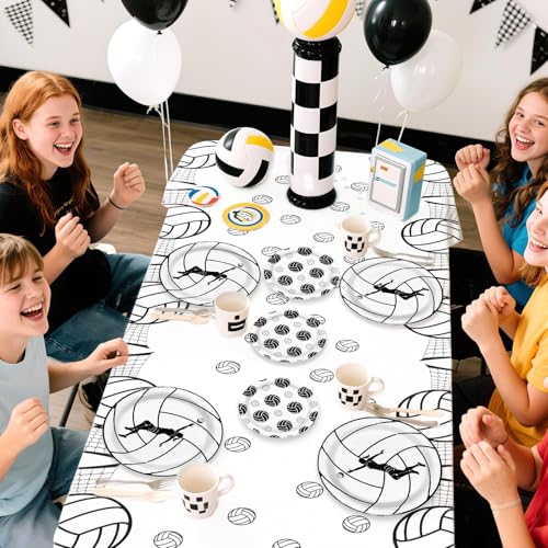 98 Pcs Volleyball Birthday Party Plates Napkins Tablecloths - Grencian
