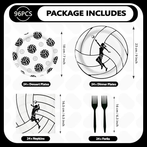 98 Pcs Volleyball Birthday Party Plates Napkins Tablecloths - Grencian