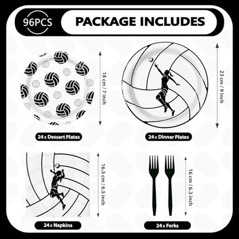 98 Pcs Volleyball Birthday Party Plates Napkins Tablecloths - Grencian