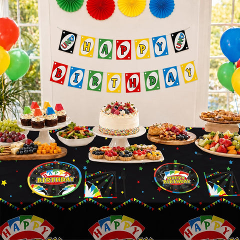 99Pcs Colorful Card Game Birthday Party Decorations Serves 24 - Grencian