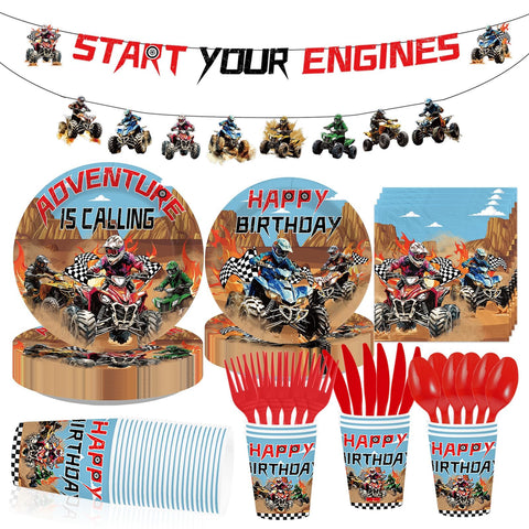 ATV Four Wheeler Birthday Party Supplies 169 Pcs Serves 24