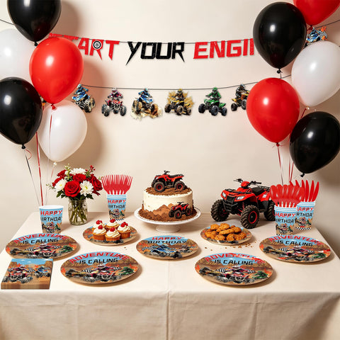 ATV Four Wheeler Birthday Party Supplies 169 Pcs Serves 24