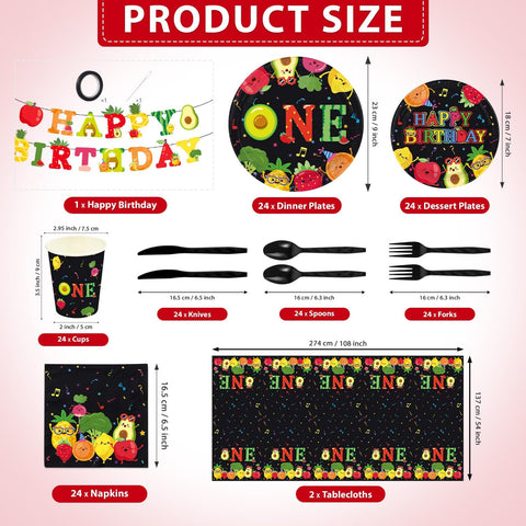 Dancing Fruit 1st Birthday Party Supplies 171 Pcs for Baby