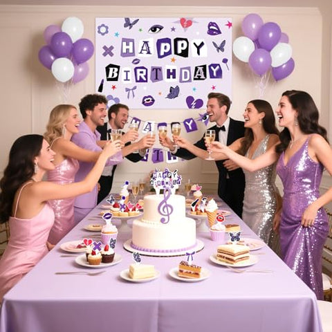 Purple Birthday Party Decorations for Music - Grencian