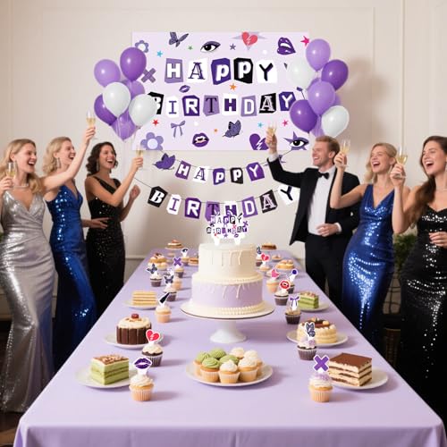 Purple Birthday Party Decorations for Music - Grencian