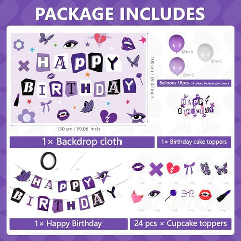 Purple Birthday Party Decorations for Music - Grencian