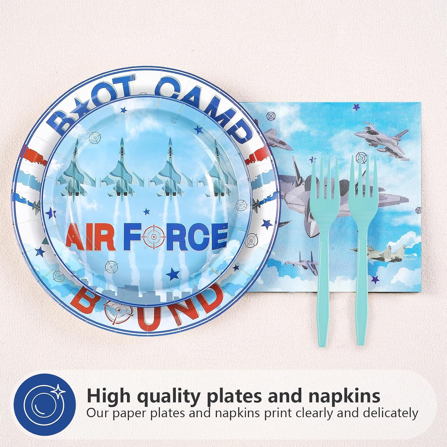 Air Force airplane aviation party plates and napkins set 96 pieces