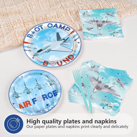 Air Force airplane aviation party plates and napkins set 96 pieces