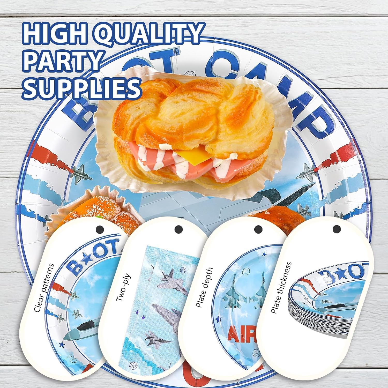 Air Force airplane aviation party plates and napkins set 96 pieces