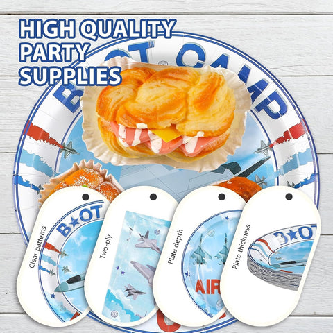 Air Force airplane aviation party plates and napkins set 96 pieces