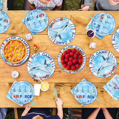 Air Force airplane aviation party plates and napkins set 96 pieces
