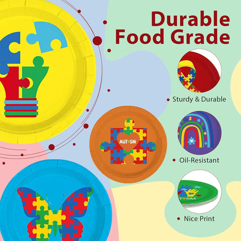 Autism awareness plates - light bulb puzzle design