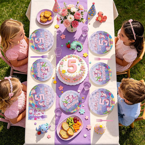 96 Pcs Axolotl 5th Birthday Party Plates and Napkins - Grencian