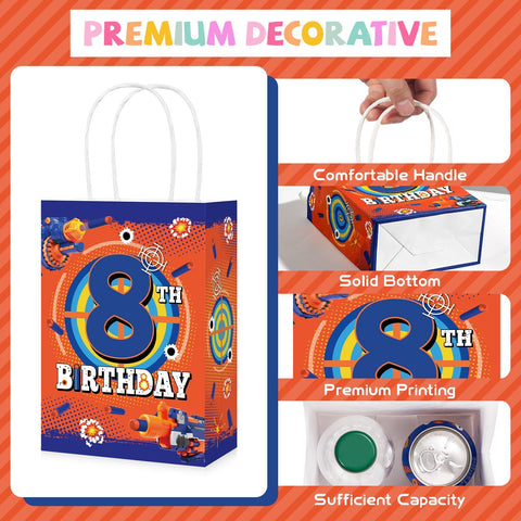 16Pcs Dart War 8th Birthday Party Favor Bags War Themed Goodie Bags - Grencian