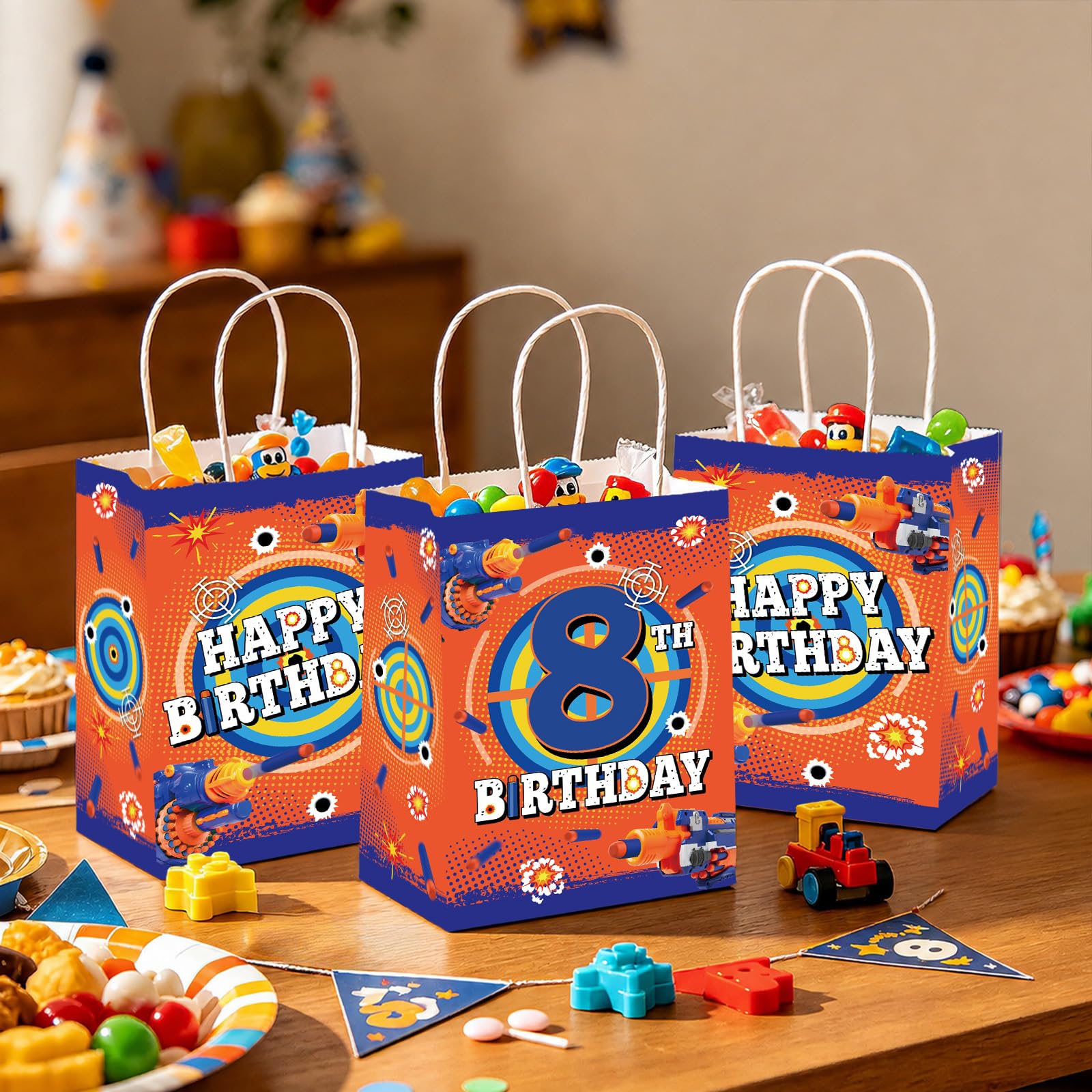 16Pcs Dart War 8th Birthday Party Favor Bags War Themed Goodie Bags - Grencian